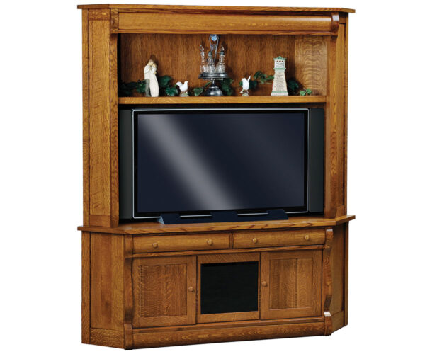 Old Classic Sleigh Corner Media Console With Hutch