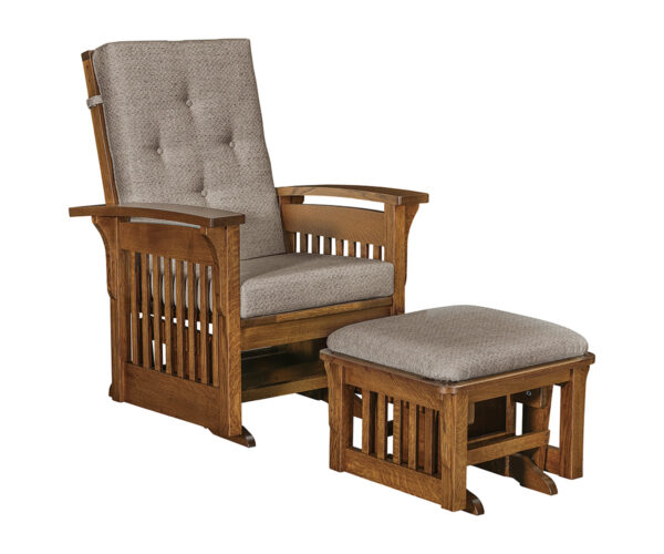 Bow Arm Slat Glider W/ Ottoman